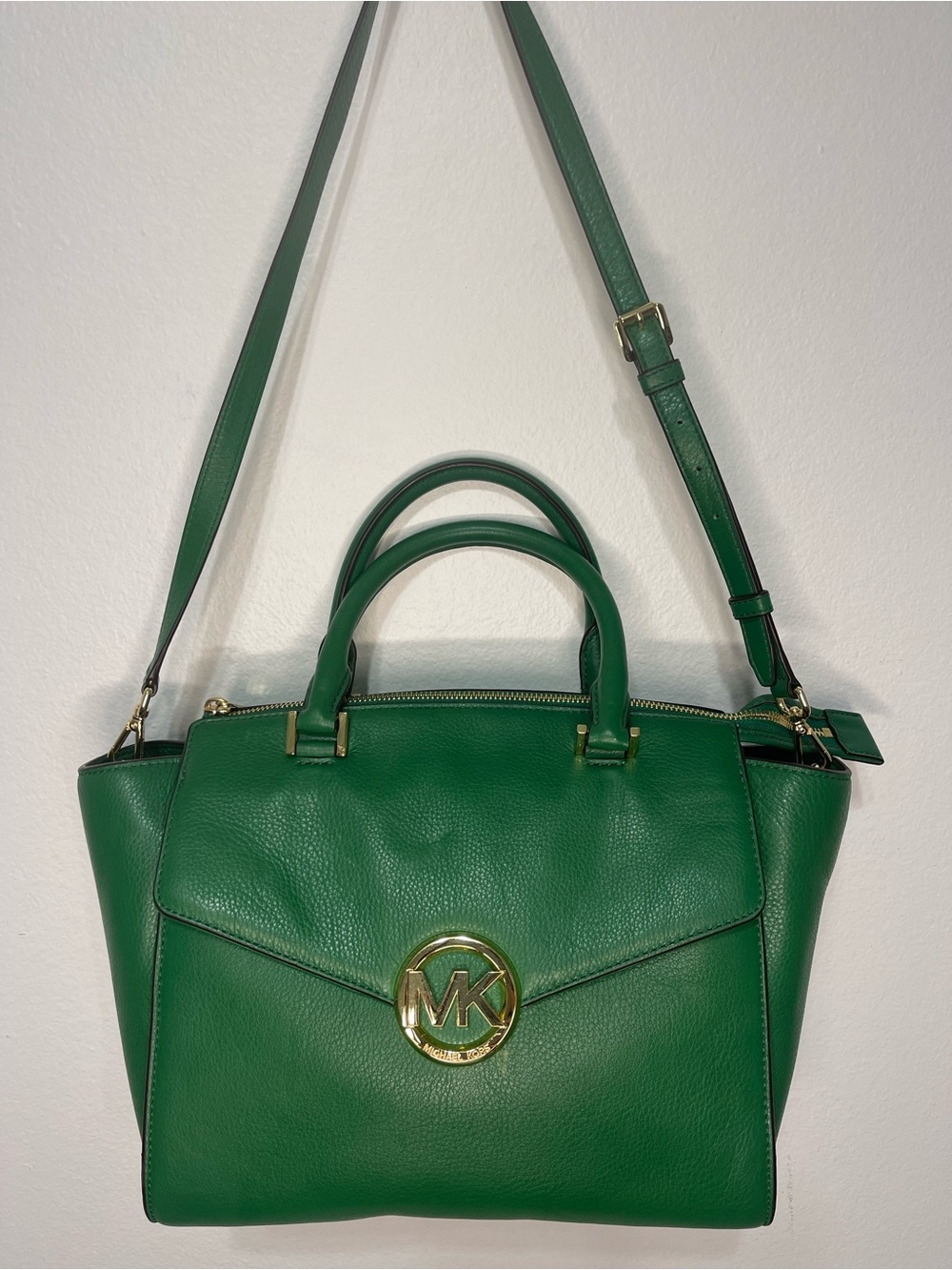 Michael Kors Hudson Large Leather Satchel with Crossbody Strap EUC